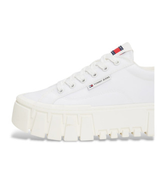 Tommy Jeans Weie Plateau-Turnschuhe mit gezackter Sohle