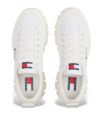 Tommy Jeans White platform trainers with serrated sole