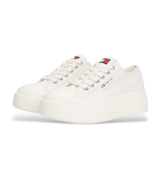 Tommy Jeans White denim platform trainers