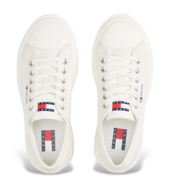 Tommy Jeans Sneakers con plateau in denim bianco