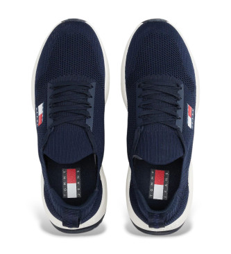 Tommy Jeans Baskets en maille avec logo emboss en bleu marine