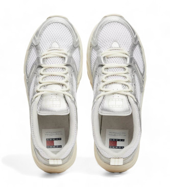 Tommy Jeans Sneaker stile running argento, bianco metallizzato