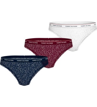 Tommy Hilfiger Komplet 3 spodnjih delov bikinija Čipkasta mornarica, bordo, bela