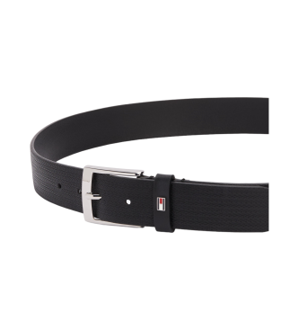 Tommy Hilfiger Adan Herringbone Leather Belt 3.5 Black