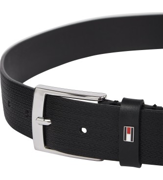 Tommy Hilfiger Adan Herringbone Leather Belt 3.5 Black