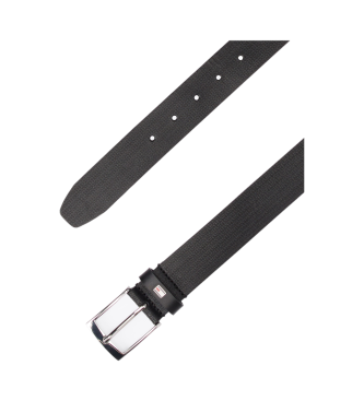 Tommy Hilfiger Adan Visgraat Leren Riem 3,5 Zwart