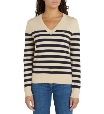 Tommy Hilfiger Maglione lavorato a maglia con scollo a V beige