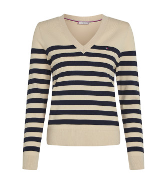 Tommy Hilfiger Maglione lavorato a maglia con scollo a V beige