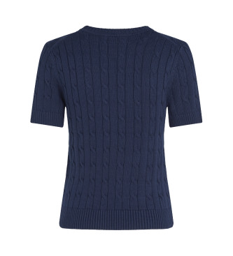 Tommy Hilfiger Gebreide pullover navy met korte mouwen