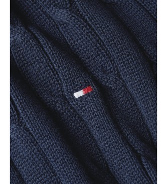 Tommy Hilfiger Gebreide pullover navy met korte mouwen