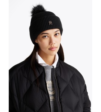 Tommy Hilfiger Chapeau chic avec pompon   noir