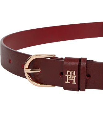 Tommy Hilfiger Cintura in pelle essenziale con monogramma marrone  