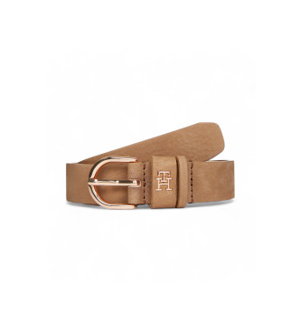 Tommy Hilfiger Ceinture essentielle en cuir textur marron  