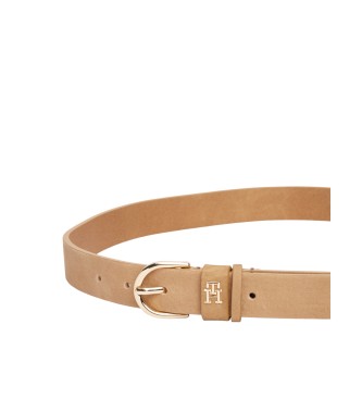 Tommy Hilfiger Ceinture essentielle en cuir textur marron  