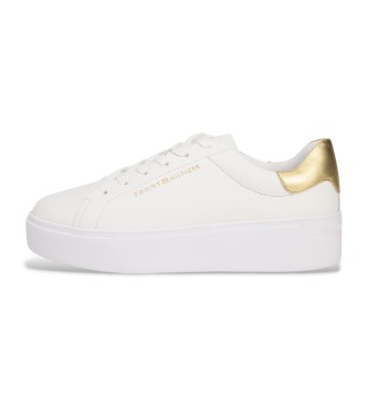 Tommy Hilfiger Sapatilhas de couro com plataforma brancas