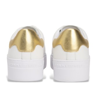 Tommy Hilfiger Sapatilhas de couro com plataforma brancas