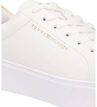 Tommy Hilfiger Sapatilhas de couro com plataforma brancas