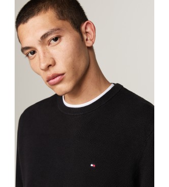 Tommy Hilfiger Texturerad trja med svart broderad logotyp