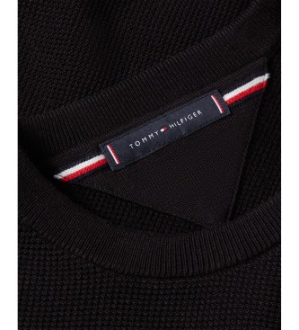 Tommy Hilfiger Texturerad trja med svart broderad logotyp