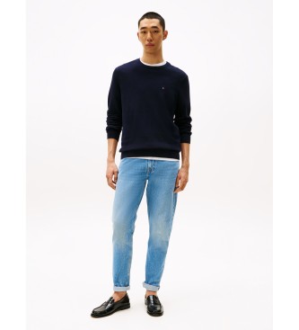 Tommy Hilfiger Strukturierter Pullover mit gesticktem Logo in Marineblau