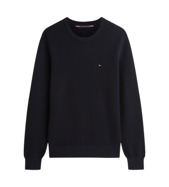 Tommy Hilfiger Strukturierter Pullover mit gesticktem Logo in Marineblau