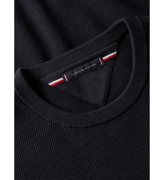 Tommy Hilfiger Strukturierter Pullover mit gesticktem Logo in Marineblau