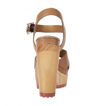 Tommy Hilfiger Sandali in pelle Sandalo con zoccolo femminile con tacco alto-Altezza tac n: 12,5 cm-