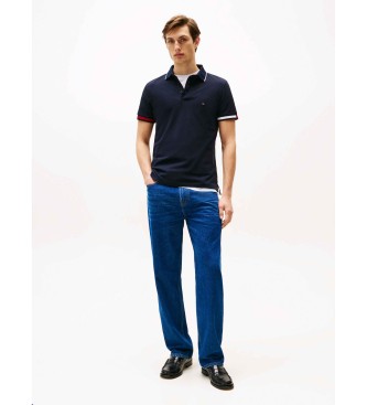 Tommy Hilfiger Schmal geschnittenes Poloshirt mit markanter marineblauer Paspelierung