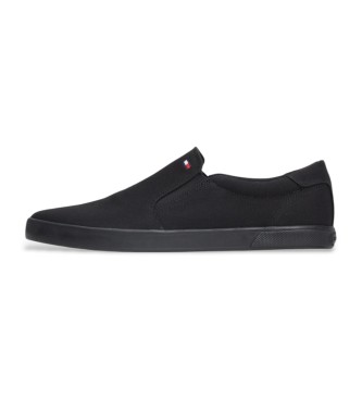 Tommy Hilfiger Czarne sznurowane buty z wytłoczonym logo