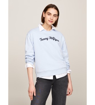 Tommy Hilfiger Mikina z izvezenim logotipom Script font blue