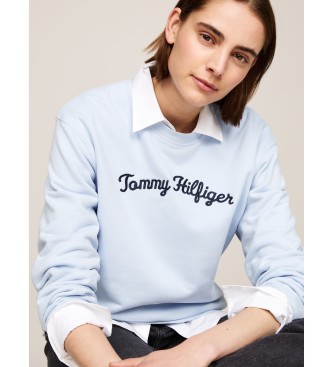 Tommy Hilfiger Mikina z izvezenim logotipom Script font blue