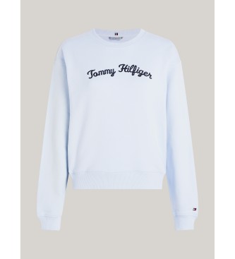 Tommy Hilfiger Mikina z izvezenim logotipom Script font blue