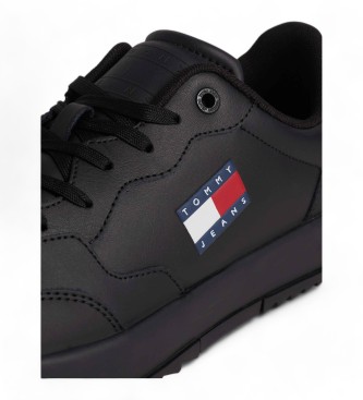 Tommy Hilfiger Baskets en cuir avec semelle intermdiaire dentele noir