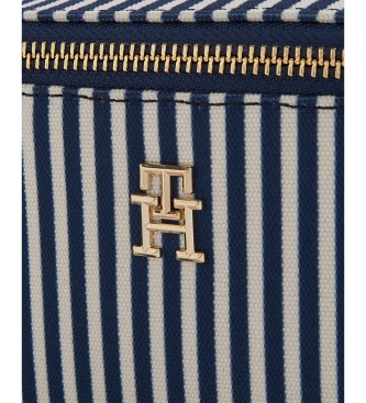 Tommy Hilfiger Borsa da toilette a righe blu navy