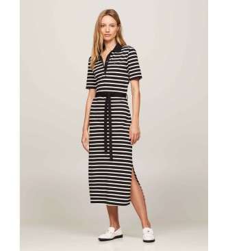 Tommy Hilfiger Midi-Polokleid mit schwarzem Matrosenstreifen