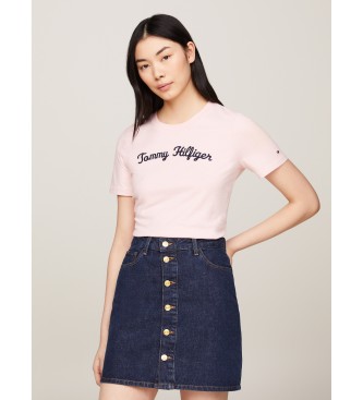 Tommy Hilfiger T-shirt met geborduurd Script-logo roze