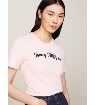 Tommy Hilfiger T-shirt met geborduurd Script-logo roze