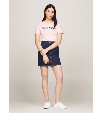 Tommy Hilfiger T-shirt met geborduurd Script-logo roze