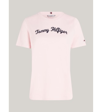 Tommy Hilfiger T-shirt met geborduurd Script-logo roze