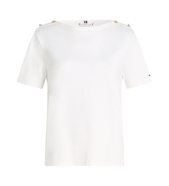 Tommy Hilfiger Weies ecrufarbenes T-Shirt mit kurzen rmeln