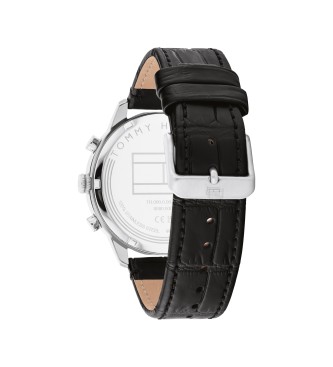 Tommy Hilfiger Montre analogique avec bracelet en cuir Acier noir