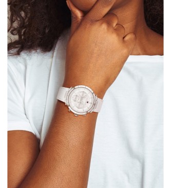 Tommy Hilfiger Montre analogique en cuir Acier blanc