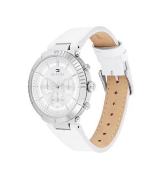 Tommy Hilfiger Montre analogique en cuir Acier blanc