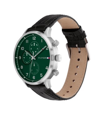 Tommy Hilfiger Analogue watch with leather strap Steel green