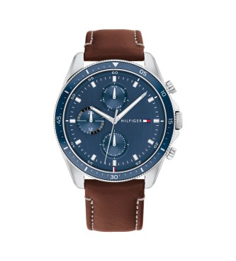 Tommy Hilfiger Analogue watch with leather strap Steel blue