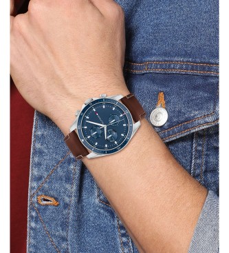 Tommy Hilfiger Montre analogique avec bracelet en cuir Bleu acier