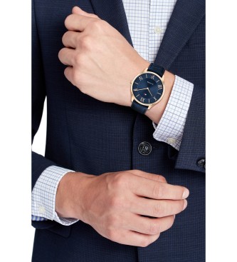 Tommy Hilfiger Relgio analgico com bracelete em pele Pvd marine