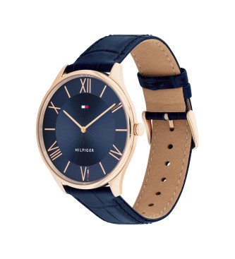 Tommy Hilfiger Montre analogique avec bracelet en cuir Pvd marine