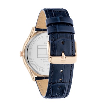 Tommy Hilfiger Montre analogique avec bracelet en cuir Pvd marine