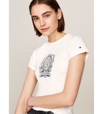 Tommy Hilfiger Wit T-shirt met raglanmouwen en slanke pasvorm